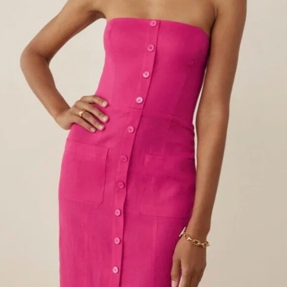 Reformation Dresses & Skirts - Reformation Prescott Linen Dress Size 2 Hot Pink